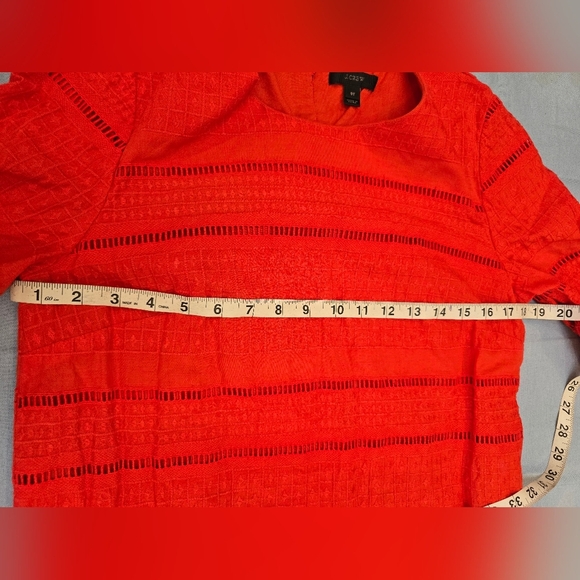 J. Crew Dress Flutter Sleeve Eyelet Design Shift Orange Dress Size 8T - Picture 9 of 10